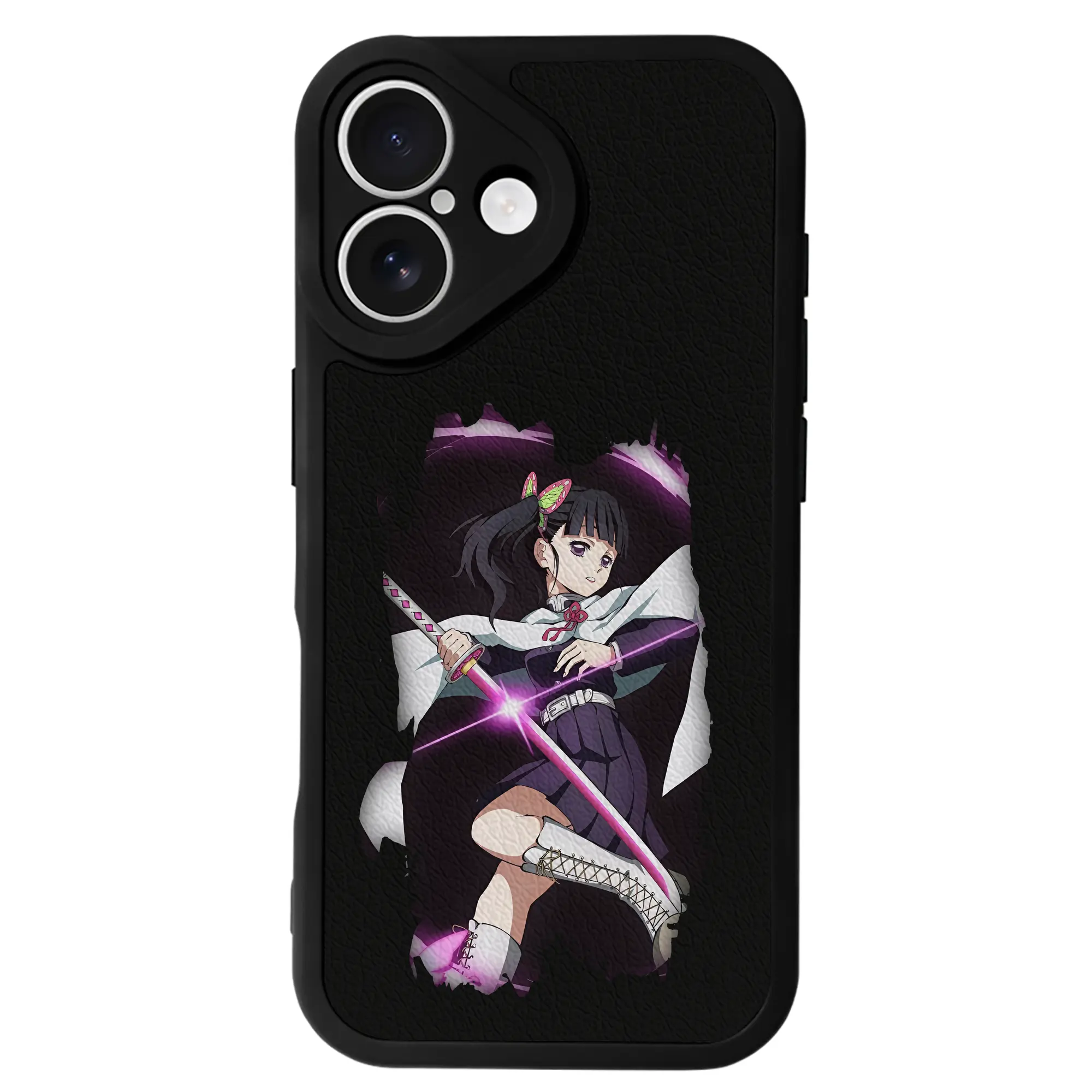 鬼滅の刃 グッズ,栗花落 カナヲ - IPhone 16シリーズ対応 ・ シリコンスマホケース ・ レザー調 ・ 高精度フィット ・ 耐衝撃 ・ ワイヤレス充電対応 ・ 精密カット